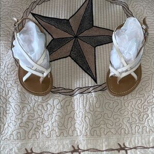 Report Signature White and Tan Sandals